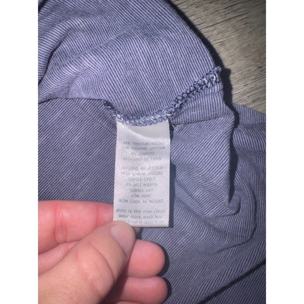 Toad&Co Women's Blue 1/2 Sleeve Henley Shirt Large Side Slits - Picture 4 of 5